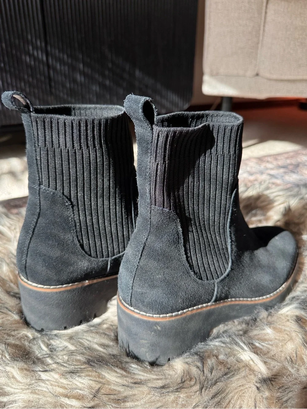 Blondo Waterproof Black Suede Chelsea Wedge Boots - Women